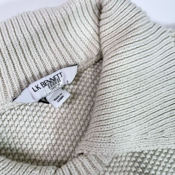 LK Bennett Merino Wool Blend Sweater Womens XS White Collared Rib Knit Pullover - Picture 2 of 10